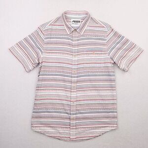 Mountain Khakis Shirt Mens Medium Red Gray Striped Southwestern Cowboy Navajo